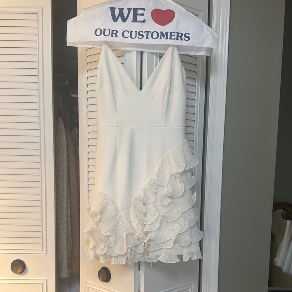 Bridal White Pleated Mini Dress